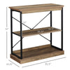 2-Tier Industrial Style Storage Wooden Shelf with Robust Steel, Tall Organizer Multifunctional Rack for Bedroom, Kitchen, Brown
