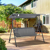 3-Person Porch Swing with Stand, Outdoor Swing for Patio Porch with Adjustable Tilt Canopy and Swing Bench-Style Seat, Steel Frame, Grey