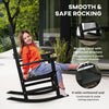 Outdoor Rocking Chairs, Traditional Porch Rocker, Fade-Resistant HDPE Rocker Chair with Slatted Design for Outdoor & Indoor Use, Black