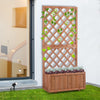 Raised Garden Bed  Garden Wooden Pine Trough Planter with Topped Trellis Climbing Plants Flower Raised Bed
