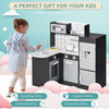 Kids Play Kitchen Set Pretend Wooden Cooking Toy Set  for Age 3 Years, Black