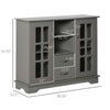 Modern Sideboard Storage Console Cabinet with Glass Door and Drawer for Kitchen, Living & Dining Room, Grey