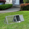46" x 24" Wooden A-Frame Outdoor Rabbit Cage Small Animal Hutch with Outside Run & Ventilating Wire, Grey