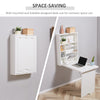 Wall Mounted Folding Table, Foldable Desk, Convertible Desk, Modern Home Office Desk with Shelf and Multiple Storage Compartments, White