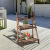23.75" x 14.25" x 36.75" 3-Level Rustic Wooden Folding Plant Stand with Slat Bottom & Elevated Vertical Design