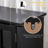 Elegant Buffet with Hutch, Kitchen Pantry Storage Cabinet with Framed Glass Door Drawer and Microwave Space, Black