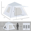 3-4 Person Automatic Camping Tent w/ Porch, Pop Up Tent, Portable Backpacking Shelter with Mesh Windows, Zipped Door, Floor, Hang Hook & Portable Carry Bag, Silver