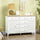 Modern Sideboard with Drawers, Buffet Cabinet with Storage Cabinets, Rubberwood Top and Adjustable Shelves for Living Room, Kitchen, White