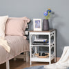 Modern End Table, Accent Side Table with 2 Storage Shelves for Living Room, Bedroom, White