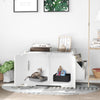 Wooden Cat Litter Box Enclosure Kitten House with Nightstand End Table and Storage Rack Magnetic Doors, White