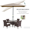 6.6 X 10 ft Rectangular Market Umbrella Patio Outdoor Table Umbrellas with Crank & Push Button Tilt, Coffee