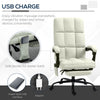 Vibration Massage Office Chair, Reclining Computer Chair with USB Port, Remote Control, Side Pocket and Footrest, Cream White