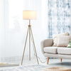 59.75" Floor Lamp Standing Lamp Fabric Lampshade E26 Lamp Holder Steel Tripod Living Room Gold