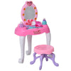 Kids Vanity Table and Chair Beauty Pretend Playset with Mirror Lights Sounds for Girls 3+ Years Old