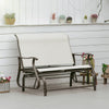 47" Outdoor Double Glider Bench, Patio Glider Armchair for Backyard with Mesh Seat and Backrest, Steel Frame, Cream White
