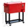 80 QT Rolling Cooling Bins Ice Chest on Wheels Outdoor Stand Up Drink Cooler Cart for Party, Red
