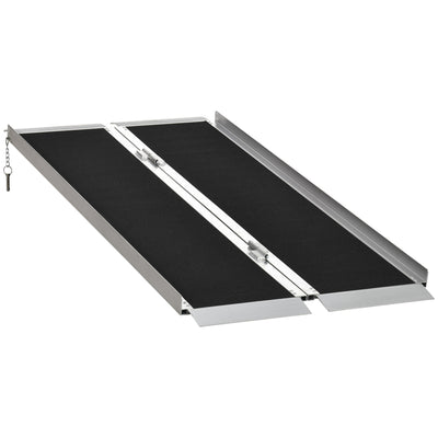 5' Portable Wheelchair Ramp Aluminum Threshold Mobility Single-fold for Scooter with Carrying Handle, Black