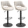 Modern Bar Stools Set of 2 Swivel Bar Height Barstools Chairs with Adjustable Height, Round Heavy Metal Base, and Footrest, Cream White