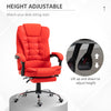 High Back Ergonomic Executive Office Chair, PU Leather Computer Chair with Retractable Footrest, Padded Headrest and Armrest, Red