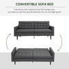 Linen Fabric Convertible Sofa Bed 3 Adjustable Positions Suitable for Seating Lounging Sleeping Upholstered Tufted - Grey