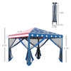 10' x 10' Heavy Duty Pop Up Canopy with Removable Mesh Sidewall Netting, Easy Setup Design, Party Event with Storage Bag, American Flag