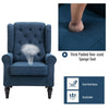 Tufted Armchair Fabric Tufted Accent Chair Living Arm Chair with Thick Padded Over-Sized Sponge Seat and Painted Finished Wooden Legs - Blue
