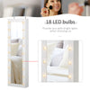 Jewelry Armoire with Mirror and 18 LED Lights  Wall-Mounted/Over-The-Door Cabinet with 3 Mountable Heights  White