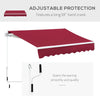 8' x 7' Patio Manual Retractable Awning Outdoor Patio Sun Shade w/ Crank Handle Deck Window Cover  Wine Red