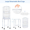 Large Bird Cage with Shelf, Handle for Taking Up or Down Stairs, Metal Bird Cage with Easy Big Doors, Outdoor or Indoor Aviary, White