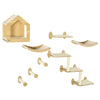 8PCs Cat Wall Shelves Pet Wall-mounted Climbing Shelf Set with Cushion Condo Scratching Posts Hammock Oak