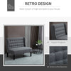 Grey Wingback Double Sofa Linen Fabric Upholstery Button Tufted Loveseat Loveseat Armless Modern Couch