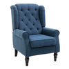 Tufted Armchair Fabric Tufted Accent Chair Living Arm Chair with Thick Padded Over-Sized Sponge Seat and Painted Finished Wooden Legs - Blue