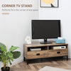 Corner TV Stand for TV up to 46", Entertainment Center with Open Storage and Drawers, TV Table with Steel Legs, Coffee