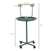 49" Rolling Bird Play Stand With Wheels Durable Stainless Steel T-Stand Bird Training Activity Playground With Perch 2 Stainless Steel Bowls