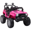 12V Kids Ride-on Truck with Remote Control, Battery-Operated Kids Car with Led Lights, Electric Ride on Toy with Spring Suspension, Music, Horn, 3 Speeds, Pink