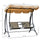 2-Person Outdoor Swing, Patio Swing Bench with Adjustable Tilt Canopy, Cup Holder and Storage Tray, Steel Frame, Brown
