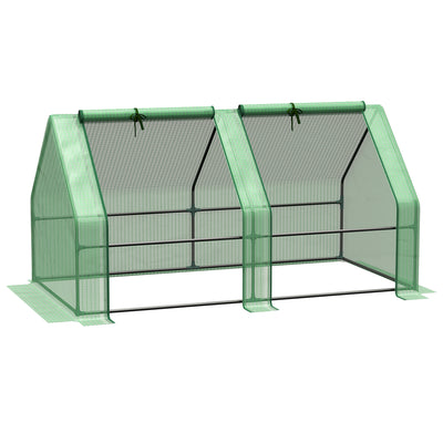 6' x 3' x 3' Portable Mini Greenhouse Outdoor Garden with Large Zipper Doors and Water/UV PE Cover, Green