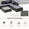 6-Piece Patio Furniture Sets Outdoor Sectional Sofa Set PE Rattan Conversation Sets with Corner Sofa and Acacia Wood Top Coffee Table, Grey