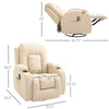 Luxury Faux Leather Heated Vibrating 8 Point Massage Recliner Chair with 360° Swivel and Remote, Cream White