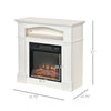 32" Electric Fireplace with Mantel, Freestanding Heater with LED Log Flame, Shelf and Remote Control, 1400W, White