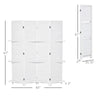4 Panel 67" Wood Wall Divider Room Divider with 3 Display Shelves, and Folding Storage for Bedroom or Home Office, White