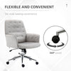 Modern Mid-Back Tufted Linen Fabric Home Office Task Chair with Arms, Swivel Adjustable - Light Grey
