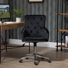 Mid-Back Desk Chair with Nailhead Trim, Button Tufted Back Design, Adjustable Height, Rocking Function and Wheels, Black