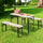6' Wooden Outdoor Traditional Folding Picnic Table and Bench Set