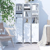 Slim Bathroom Storage Cabinet, Freestanding Linen Cabinet with Knob, Stripe Pattern and 3 Open Shelves, 1 Drawer, Bath Room Cabinet, White
