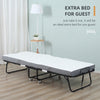 Rollaway Bed, Folding Bed with 4" Mattress, Portable Foldable Guest Bed with Sturdy Metal Frame and Wheels, White