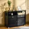Sideboard Buffet Cabinet with Storage Drawers, Large Tabletop and Crossbar Side Design, Black