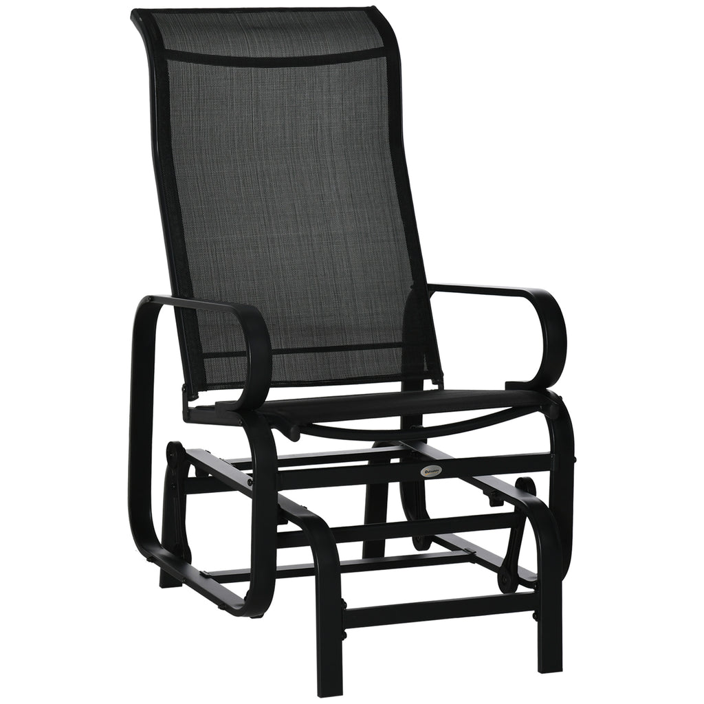 Gliding Lounger Chair, Outdoor Swinging Chair with Smooth Rocking Arms and Lightweight Construction for Patio Backyard, Black