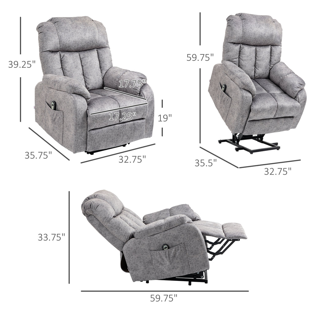 Lift Chair for Elderly Power Lift Recliner Chair with Side Pocket and Remote Control for Living Room Gray