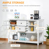 Kitchen Sideboard Serving Buffet Cabinet Cupboard Console Table with Adjustable Shelves, Glass Doors, and 2 Drawers, for Living Room, White